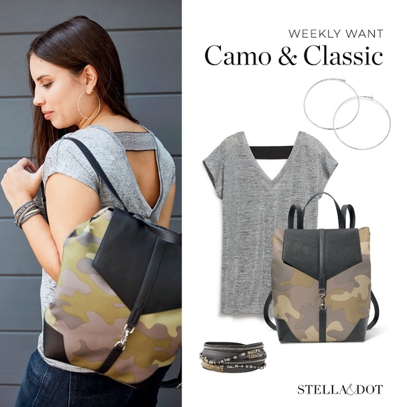 Stella & Dot Handbags - Stella & Dot | Ava Backpack in Camouflage